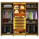 Ver imagem 6 de Guarda Roupas Casal 6 Portas com Pés e LED Absolut New Reflecta 100% MDF Marrom/Marrome/Off White
