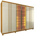 Ver imagem 3 de Guarda Roupas Casal 6 Portas com Pés e LED Absolut New Reflecta 100% MDF Marrom/Marrome/Off White