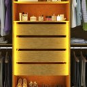 Ver imagem 7 de Guarda Roupas Casal 6 Portas com Pés e LED Absolut New Reflecta 100% MDF Marrom/Marrome/Off White