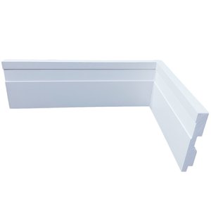 Kit 5 Barras de Rodapé de Poliestireno 7cm Frisado Branco (7x1x240cm)