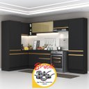 Ver imagem 1 de Armário Cozinha Completa Canto Veneza Mp2090 Multimóveis Preto + Brinde Jogo de Panelas Tramontina