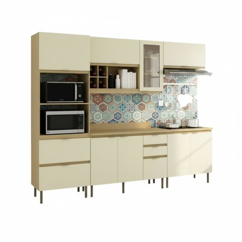 Armário de Cozinha Moderna 2,70m 7 Peças New York Móvel na Caixa