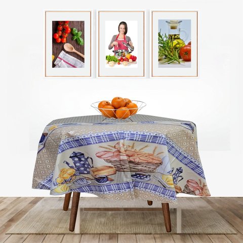 Toalha de Mesa Termica REDONDA - CAFE DA MANHA - 1,35m Diâmetro * Mesa REDONDA * PVC - 4 cadeiras -