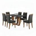Ver imagem 1 de Conjunto de Mesa Hana com 6 Cadeiras Gol 1,60x80 Mel-cinza/cinza