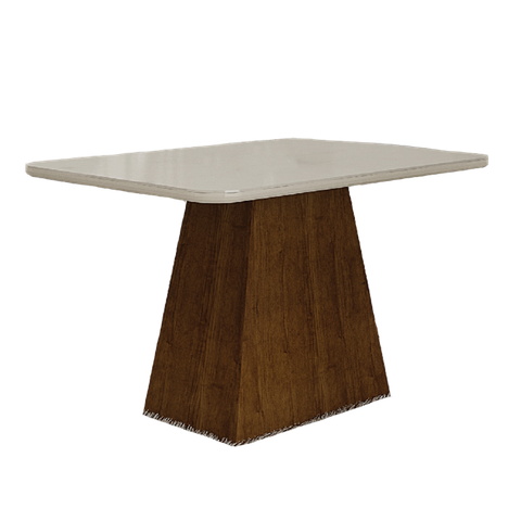 Mesa de Jantar Slim Retangular Tampo MDF/Vidro 160cm Pampulha New Moveis Leifer Braúna/Off White, Re