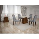 Ver imagem 3 de Mesa de Jantar Slim Retangular Tampo MDF/Vidro 160cm Pampulha New Moveis Leifer Braúna/Off White, Re