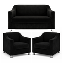 Ver imagem 2 de Sofá 2 Lugares Namoradeira + 2 Poltronas Clínica Recepção Preto
