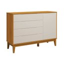 Ver imagem 2 de Comoda Sapateira Elfe Classic 1 Porta 4 Gavetas Areia Fosco com Savana - Moveisaqui