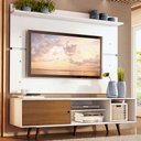 Ver imagem 1 de Rack Madesa Dubai e Painel para TV até 65 Polegadas com Pés Branco/Rustic 9B9B Cor:Branco/Rustic