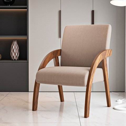 Poltrona Decorativa Veludo Duda Espresso Móveis Marrom Tabaco