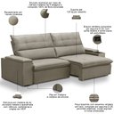 Ver imagem 4 de Sofá Retrátil Reclinável para Sala 4 Lugares 270cm Niels F04 Veludo Amêndoa - Lyam Decor