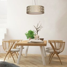 Luminária de Teto Pendente Palha Cúpula Dupla 40x16cm - 4