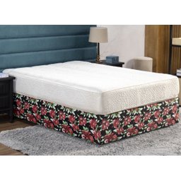 Saia Box Fit Cama Queen Capa com Elástico Malha Helanca Se Ajusta Ao Box 1 Pç Estampada:21 Flor Pret - 3
