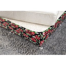 Saia Box Fit Cama Queen Capa com Elástico Malha Helanca Se Ajusta Ao Box 1 Pç Estampada:21 Flor Pret - 2