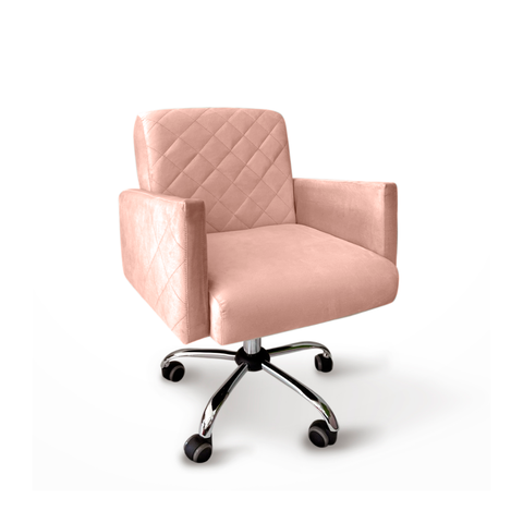 Poltrona Decorativa Giratória Juliana Veludo Mq Decor - Rosa Veludo