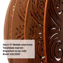 Ver imagem 4 de Lustre Pendente de Madeira Vazado Aletado Bari G Dessin 46x30cm Soq E27 Cor: Café