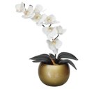 Ver imagem 1 de Arranjo de Mesa Vaso Dourado Orquídeas Brancas Artificiais