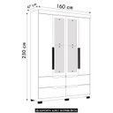 Ver imagem 4 de Guarda Roupa Solteiro 160cm com Espelho Doble Cinamomo/off - Albatroz