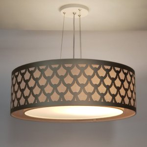 Luminária de Teto Pendente Trama Cúpula Dupla 40x16cm