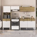 Ver imagem 1 de Conjunto de Cozinha Completa Modulada 4 Módulos Lâmina Valencia Yescasa Marrom/Mel/Branco
