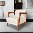 Ver imagem 7 de Kit 02 Poltronas Decorativa Natália Linho Bege Base em Madeira Castanho - Pallazio