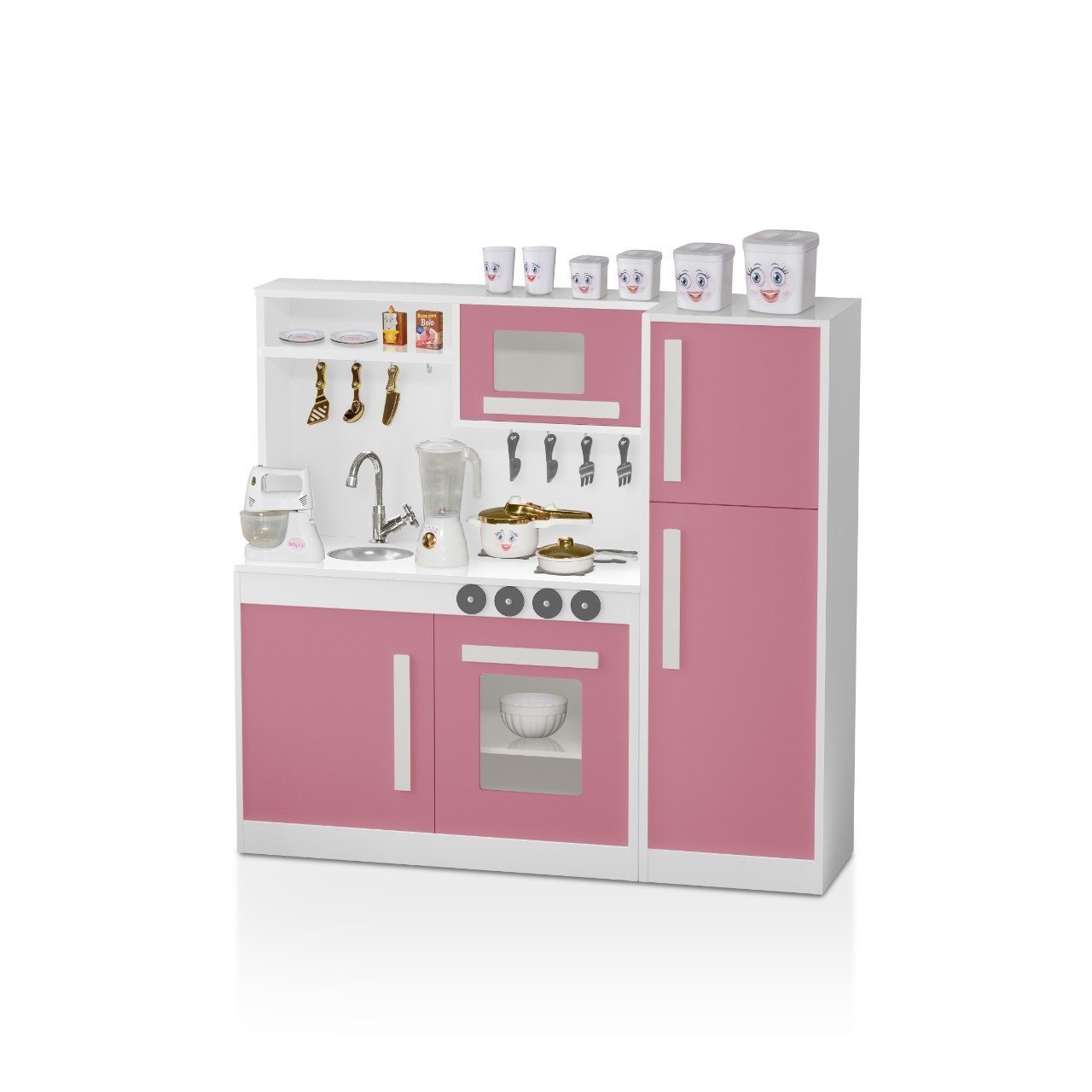 Mini Cozinha Infantil de Madeira Grande Completa:rosa - 2