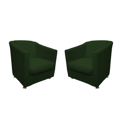 Kit 2 Poltronas Decorativa Biane Suede Verde Pés Cromado Mz Decor