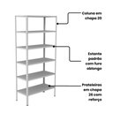 Ver imagem 4 de Estante Aço 6 Prateleiras 200 x 30 cm 25kg com Reforço Cor:Cinza