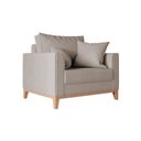 Ver imagem 3 de Kit 2 Poltronas Beny para Recepção com 2 Almofadas Linho Bege Base em Madeira Maciça