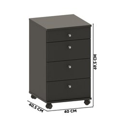 Gaveteiro Com Rodinhas Preto Euro II Casa D - 4 Gaveteiro Com Rodinhas Preto Euro II Casa D - 4