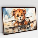 Ver imagem 1 de Quadro Decorativo Ursinho em Tela Canvas Tacolado Moldura Flutuante 4,5cm Madeira 40 X 60cm
