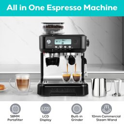 Casabrews Máquina de Espresso 20 Bar com Moedor e Vaporizador (preto) - 2