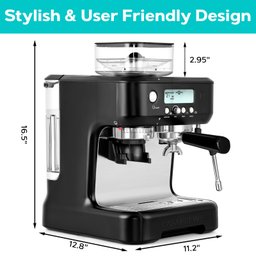 Casabrews Máquina de Espresso 20 Bar com Moedor e Vaporizador (preto) - 7