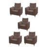 Kit 05 Poltronas Isa Escritório Consultório Recepção Suede Marrom - Mabe Magazine - 1