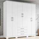 Ver imagem 1 de Guarda Roupa Solteiro 6 Portas 3 Gavetas Caju Branco