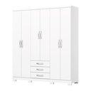 Ver imagem 2 de Guarda Roupa Solteiro 6 Portas 3 Gavetas Caju Branco