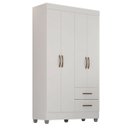 Ver imagem 2 de Kit Guarda-roupa Solteiro 4 Portas e Cômoda Sapateira 2 Portas Lisa Branco
