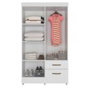Ver imagem 3 de Kit Guarda-roupa Solteiro 4 Portas e Cômoda Sapateira 2 Portas Lisa Branco