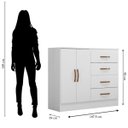 Ver mais imagens de Kit Guarda-roupa Solteiro 4 Portas e Cômoda Sapateira 2 Portas Lisa Branco