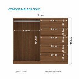 Comoda Grande Malaga Gold 2 Portas 5 Gavetas Santos Andira - 3