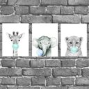 Ver imagem 1 de Kit 3 Placas Decorativas Bubble Gum Azul 18x27cm