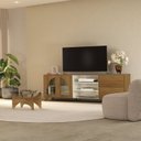 Ver imagem 1 de Conjunto Sala Estar Mesa de Centro Levitá e Rack Murano Marrom Cinamomo/Off White