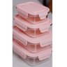 Kit 4 Potes de Vidro com Tampa Rosa Hermética Retangular Uz Marmitas Frutas Alimentos - 4
