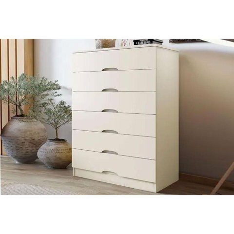 Cômoda Solteiro Sevilha C/ 6 Gavetas Off White - Europa