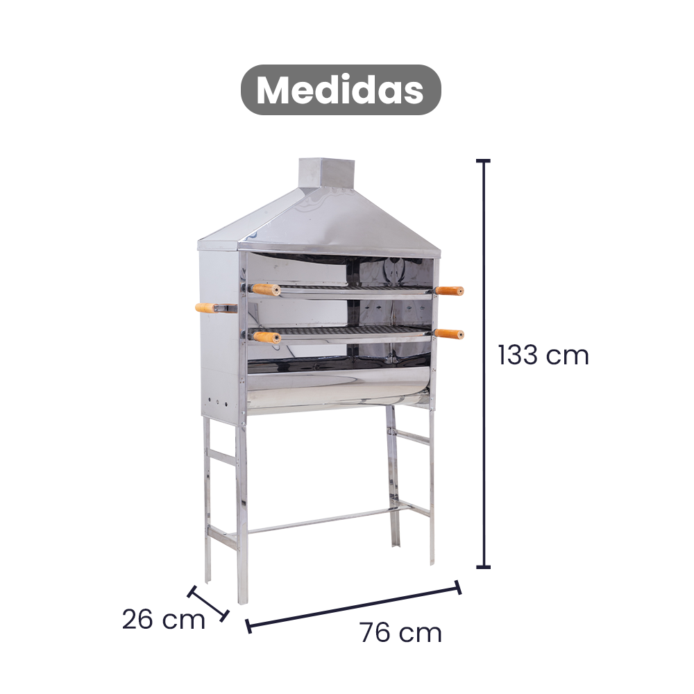 Churrasqueira de Espetinho com Coifa - Inox Alta Durabilidade e Dupla Grelha - 3