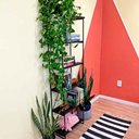 Ver imagem 2 de Estante Torre Industrial de Ferro e Madeira Slim 6 Prateleiras Tabaco e Preto