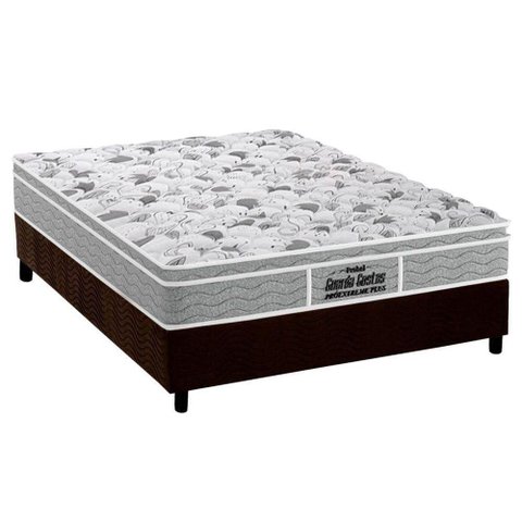 Cama Box Casal: Colchão Espuma D45 Probel /EP Guarda Costas Próextreme Plus + Base CRC Suede Brown