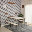 Ver imagem 6 de Kit Mesa Dobrável Retrátil de Parede 140cm com Bancos - Branco/noronha