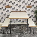 Ver imagem 5 de Kit Mesa Dobrável Retrátil de Parede 140cm com Bancos - Branco/noronha