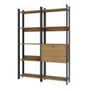 Ver imagem 2 de Estante de Livros Industrial 126CMX178CM 9 Prateleiras 1 Portas Marrom/Lamina Mel/Preto